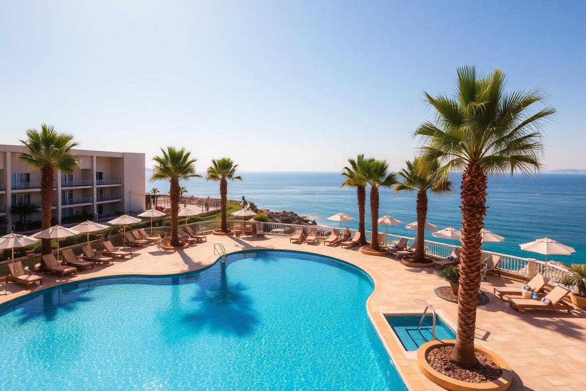 Πισίνα με θέα στη θάλασσα — Sandy Beach Hotel, Λάρνακα, Κύπρος